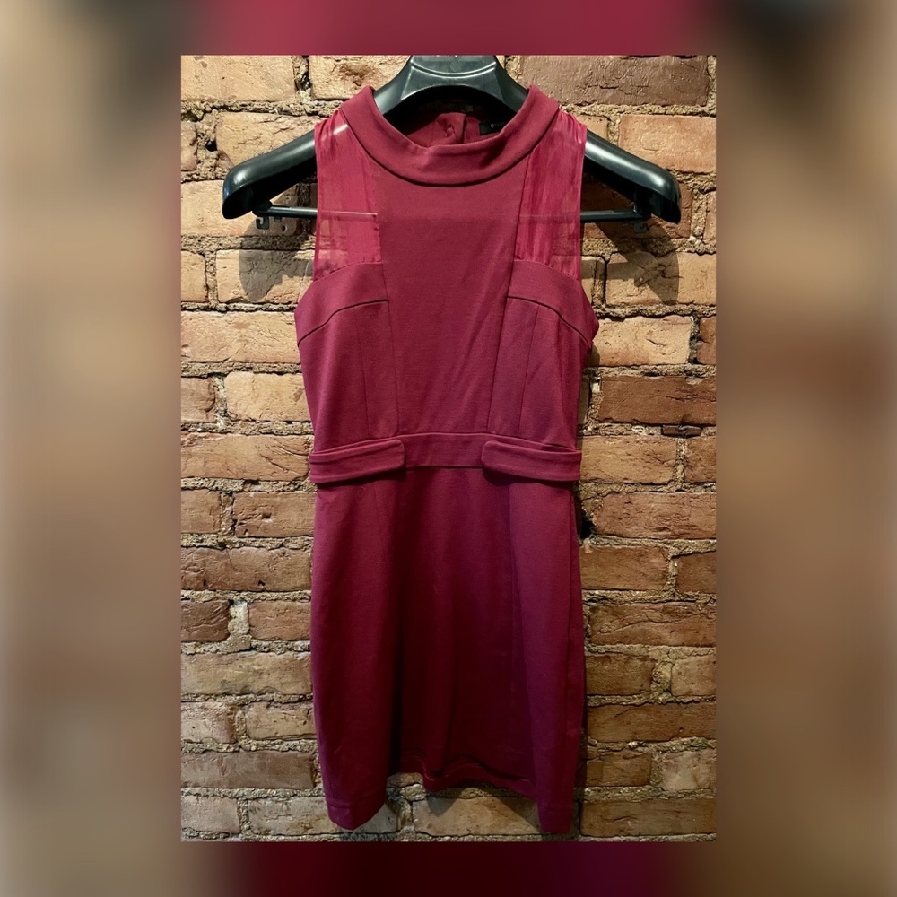Cynthia Steffe Burgundy Red Sleeveless Sheath Cocktail Mini Dress Sz US 0